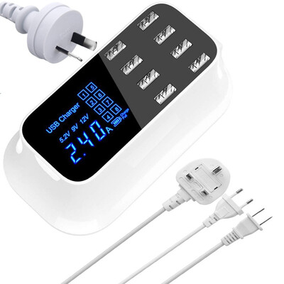 

8 Port USB Charger with LED Display Multi-port usb Wall Charger with Smart IC Technology for iphone samsung seires
