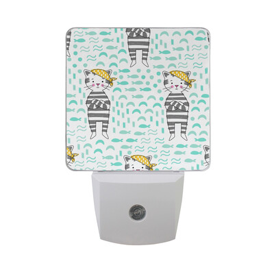 

ALAZA LED Night Light With Smart Dusk To Dawn SensorCats Grey Lazy Plug In Night Light