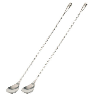 

UpperX 12Inch Stainless Steel Mixing Spoon Bar Spoon Mixing Spoon Spiral Pattern Bar Cocktail stirring Barware Whisking Spoon2PCS