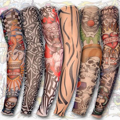 

6x Tattoo Sleeves Stocking Temporary Costume Party Rave Gift Fancy Dress T-shirt