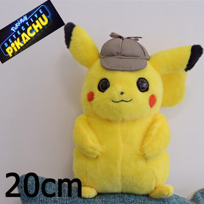 

Stuffed Pikachu Doll Plush Cute Toys for Children Movie Detective Pikachu with Sherlock Holmes Hat Pokeball Monster Cotton Toys