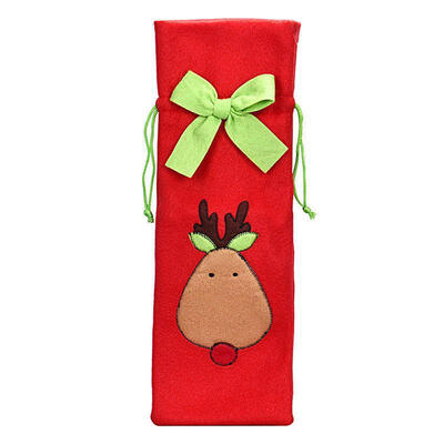 

Red Wine Bottle Cover Bags Christmas Dinner Table Decoration Party Supplies