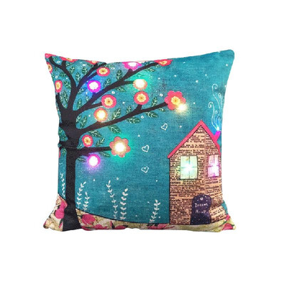 

18 18 inches 45 45cm Linen Colorful LED Light Merry Christmas Cushion Cover Decorative Sofa Car Throw Pillow Case Pillowcase