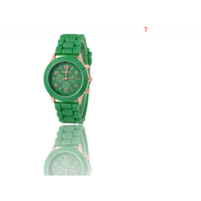 

Women Gold Color Jelly Silicone Geneva Quartz Crystal Rhinestone Wrist Watch