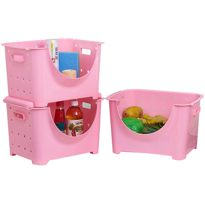 

Yidiou EDO clothes storage baskets can be stacked storage basket debris storage storage rack 3 Pack 23L TH-1007 pink