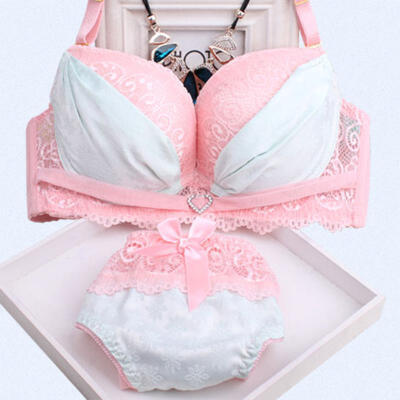 

The new spring summer lace lingerie bra Japanese girls bralette gather sweet heart-shaped diamond color underwear sutian sets