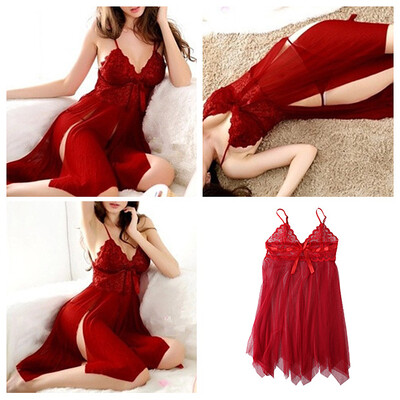 

MyMei Sexy Lady Lingerie Babydoll Sleepwear Nightwear Underwear Lace Dress + G-string