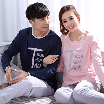 

Антарктическая пижама домашняя служба милые мужские и женские буквы сплошной цвет хлопок с длинными рукавами костюм для дома N675X20022-3T слово женщина XXL