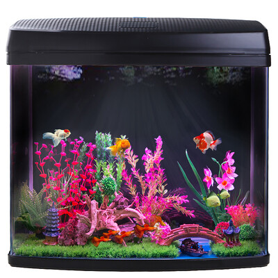 

Рыба Po (Fish сокровище) небольшие мини-золото садок Изменение свободной высокой четкости светодиодные фонари творческой экологии стеклянный аквариум аквариум BXA-48 Black