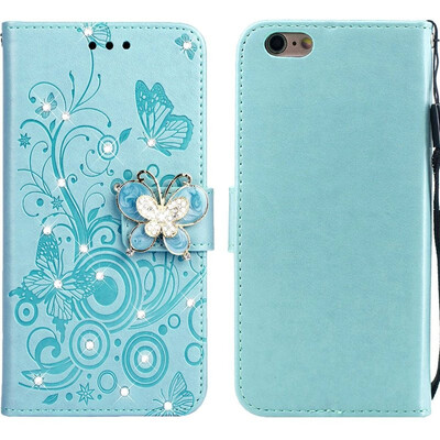 

MOONCASE Apple iPhone 66S Butterfly Rhinestone Embossed Leather Case - Green