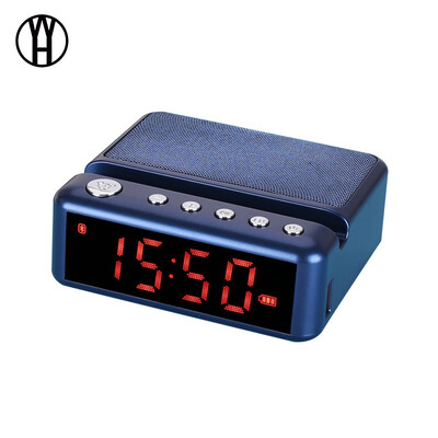 

WH Portable Bluetooth Speakers with phone stand FM Radio Alarm Clock Wireless Stereo Subwoofer Music Box Support LCD Display