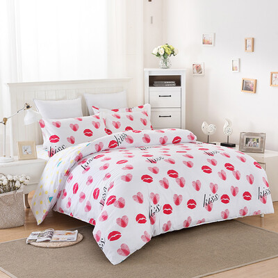 

Yu Guang home textiles cotton four sets of twill printed sheets four sets of 15 18M bed universal red lip seal