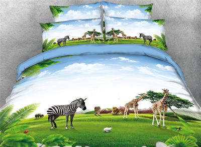 

3D Various Animals&Prairie Printed Cotton 4-Piece Bedding Sets
