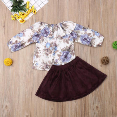 

UK Toddler Kids Baby Girl Floral Ruffle Tops Blouse Dress Skirts Outfits Clothes