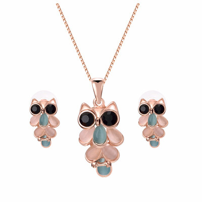 

Yoursfs Super Cute Owl Jewelry SetNecklace Earring SetSilver Color with AAA Qualtiy Austria Crystal Christmas Gift