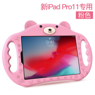 

Paizi Apple iPad Pro11 inch protective cover childrens cartoon special 2018 new tablet ipadpro11 all-inclusive protective shell silicone with bracket bear pink