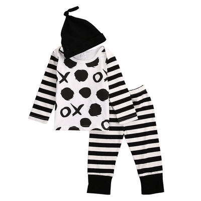 

US Newborn Baby Infant Boy Girls Cotton T-shirt ClothesPants 3pcs OutfitHat