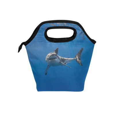 

Insulated Lunch Tote Bag Sea Shark Travel Picnic Lunch Handbags Portable Zipper Lunch Bag Box