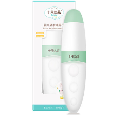 

October crystal rice paste spoon bottle squeeze baby food supplement feeding silicone soft spoon green SH509