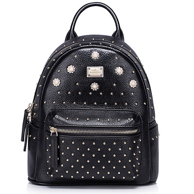 

New York Ladies NUCELLE Women's Bunny Cowboy Shoulder Bag Rivet Women's Backpacker Demi Black 723