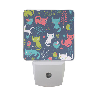 

ALAZA LED Night Light With Smart Dusk To Dawn SensorCats Illustration Cute Plug In Night Light
