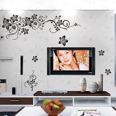 

Flor Negra Vid Adhesivo Pared Arte Mural Decoración Hogar Pegatina Vinilo