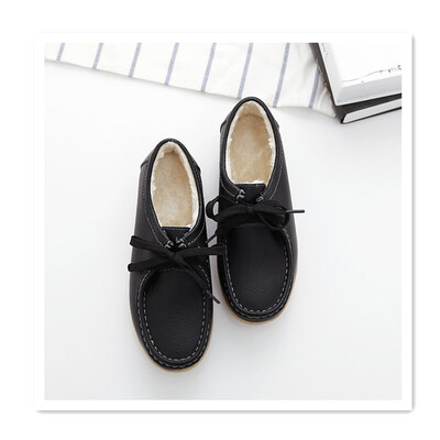 

2018 autumn&winter new plus velvet warm womens shoes thick leather shoes flat non-slip mother shoes pregnant women shoes casu