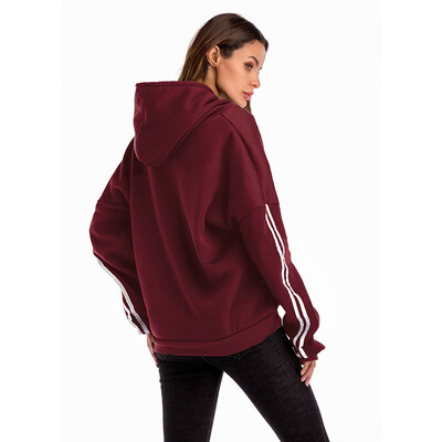 

Winter new bat hooded pullover pocket plus velvet padded sweater women