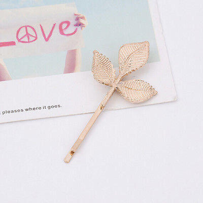 

New Women Gold Leaf Shape Hair Clip Hairpin Barrette Bobby Pins Hair Accessories