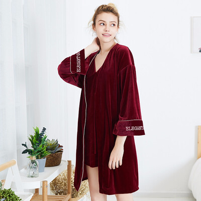

Velvet condole robe two sets of autumn&winter ladies pajamas new home clothes bathrobe