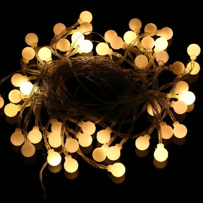 

10 Meters Ball Shaped Warm Yellow LED String Lights Battery Powered Shining LED Strip Decoration for Christmas Yard Room Wedding G