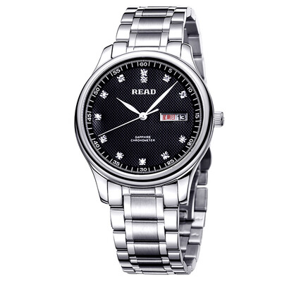 

Sharp (READ) watch classic series of double calendar quartz male watch black diamond steel R6003G