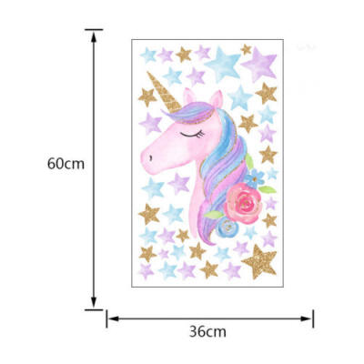 

Unicorn Hearts Stars Wall Stickers Kids Girl Home Bedroom Decor Decals Vinyl Art