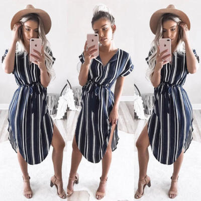 

Womens Summer Short Sleeve Party Evening Cocktail Long Maxi Bodycon Dress -XL