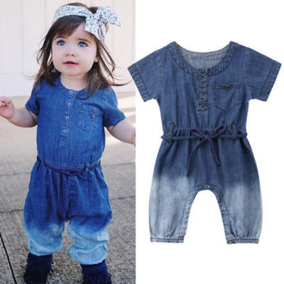 

UK Stock Toddler Baby Kids Girls Denim Romper Bodysuit Jumpsuit Outfits Clothes