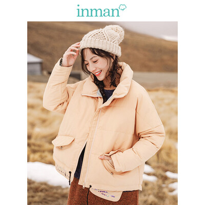 

INMAN 2018 winter new girl style art print warm loose short down female 1883122174 milk tea color