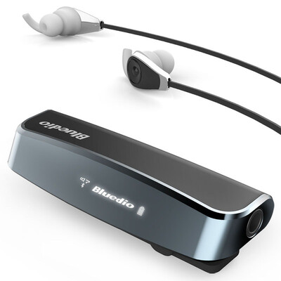 

Blue string i6 stereo music call Bluetooth headset mirror OLED digital display universal lavalier black