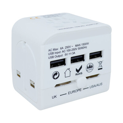 

Norlansondi NOLANSEND conversion plug abroad travel socket converter 3USB British standard American standard European standard Japan South Korea Thailand China Hong Kong power charger NL016 white