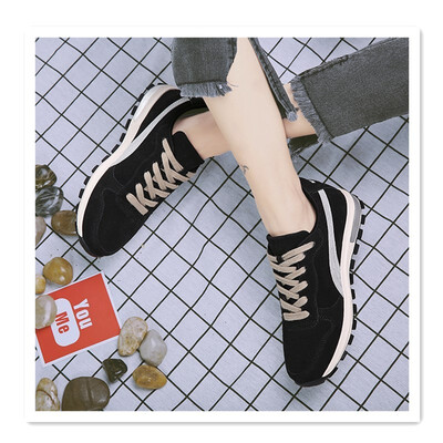 

Korean version of Joker sneakers womens casual shoes students black board shoes thick-soled platform shoes
