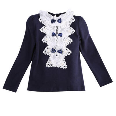 

Autumn Princess Baby Kids Girls Bow Tie Lace T-shirts Long Sleeve Blouse Tops US