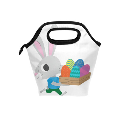 

Lunch Bag Running Rabbit Tote Travel Picnic Insulated Handbags Portable Zipper Lunch Bag Box