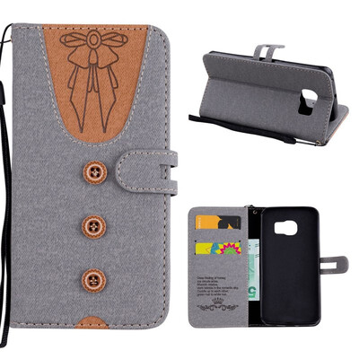 

MOONCASE Samsung Galaxy S6 Edge stitching embossed womens leather case - gray