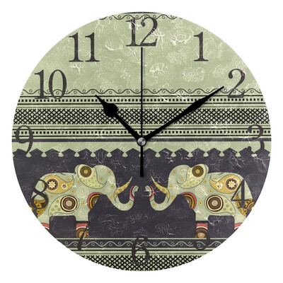 

Wall Clock Arabic Numerals Design Oriental Background Round