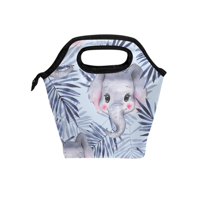

Lunch Bag Tote Bag Elephant Leaves Travel Picnic Organizer Lunch Holder Handbags Lunch Bag Box for Office