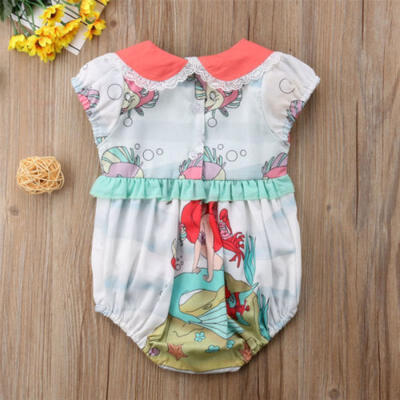 

AU Toddler Baby Girls Mermaid Fish Romper Bodysuit Jumpsuit Outfits Clothes Set