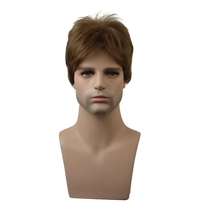 

StrongBeauty Short Brown Choppy Layers Synthetic Wig Wigs for Men Full Wigs
