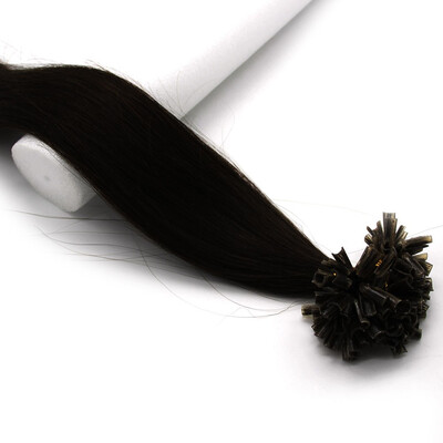

Pre Bonded Nail U Tip Keratin Fusion Real Hair Womens Human Hair Extension Straight 1B Natural Black 100s 16-26inches