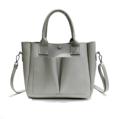 

Designer Women PU Leather Handbag Black Grey Causal Tote Bag Large Capacity Shoulder bag Shopping Luxury Handbags Women Bags D