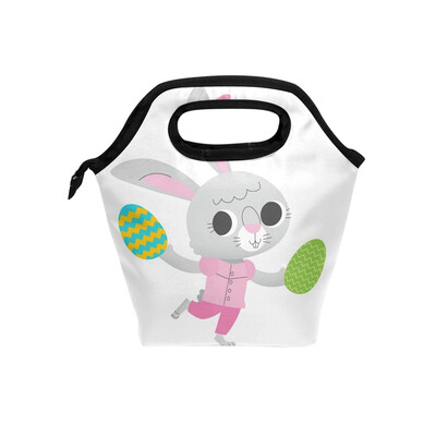 

Lunch Bag Dancing Bunny Tote Travel Picnic Insulated Handbags Portable Zipper Lunch Bag Box