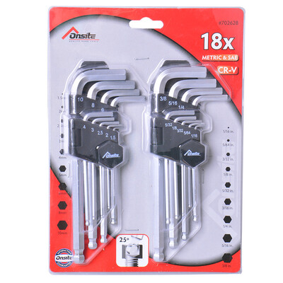 

(Tactix) 702628 Onsite Series 18-piece set of hex wrench set ball head hex wrench long hexagon tool with male